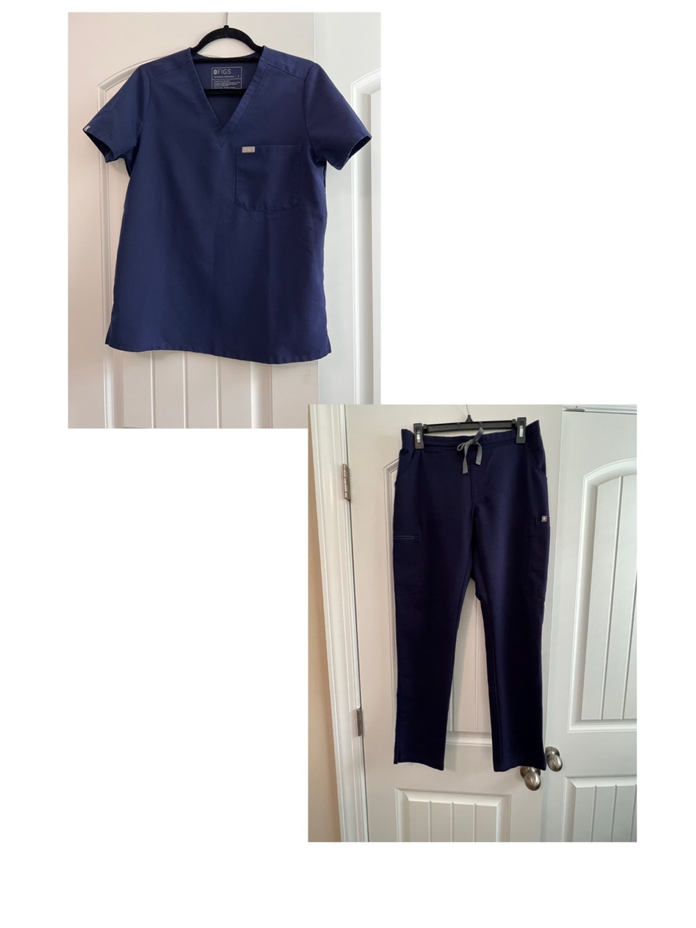 FIGS Navy Blue Scrub Set Catarina V-Neck Top & Yola Skinny Pants Size Small